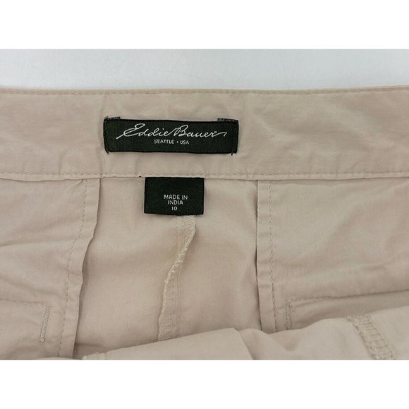 Eddie Bauer Women’s Khaki Snap Button Drawstring Cotton Nylon Skirt Sz 10 Preppy - Picture 4 of 9